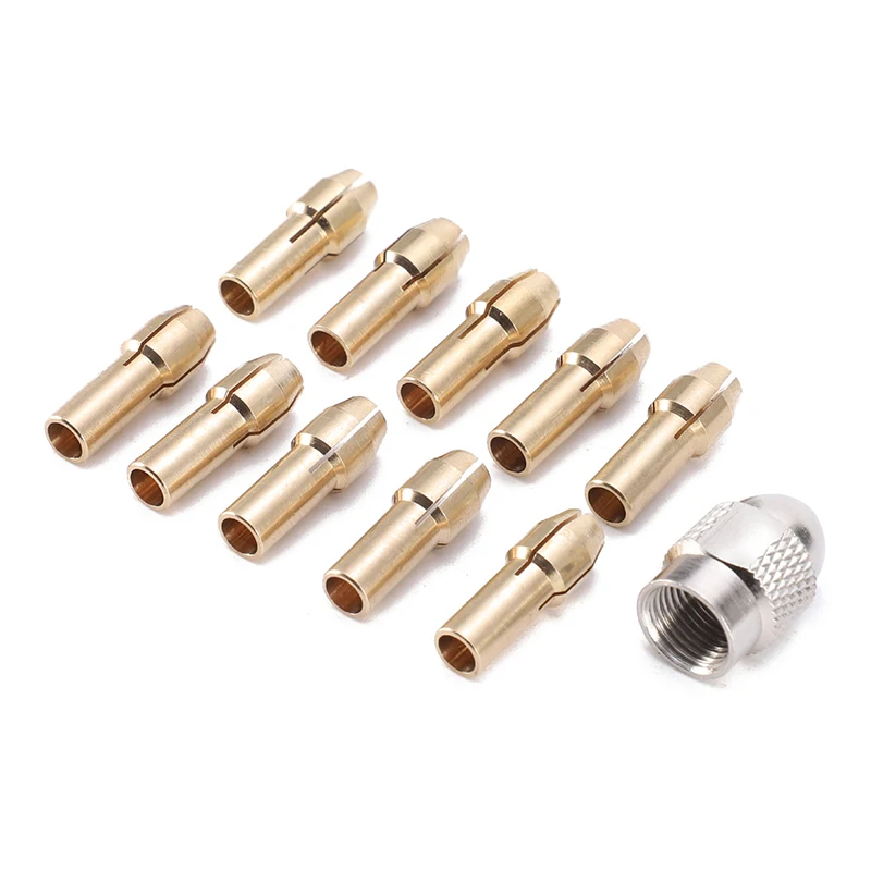 

11PCS/lot Mini Drill Brass Collet Chuck For Rotary Tool 0.5-3.2mm Brass And Nut For Accessories Set