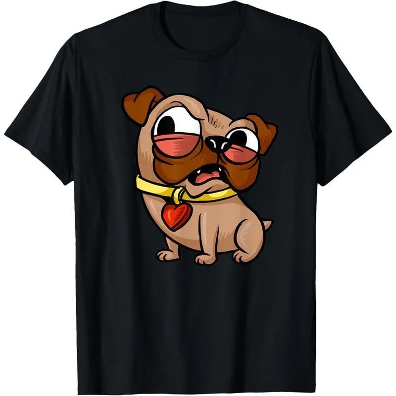 

Funny Cartoon Pug Dog Graphic T-Shirt Men Women Cute Grumpy Bulldog Pet Lover Gift Tee Sarcastic Animal Humor Summer Top