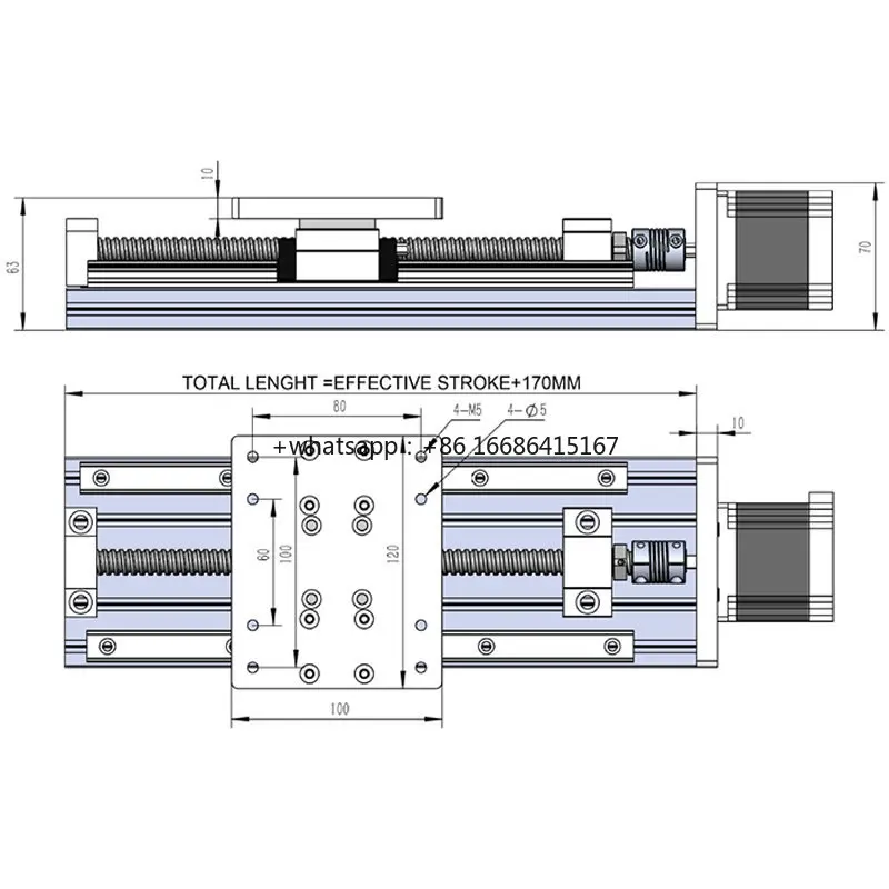 23 Linear Module Ball Screw SFU1204 1210 Linear Guide HGH15 HIWIN 2.8A 56mm Stepper Motor Stroke 100-1000MM Plum Coupling