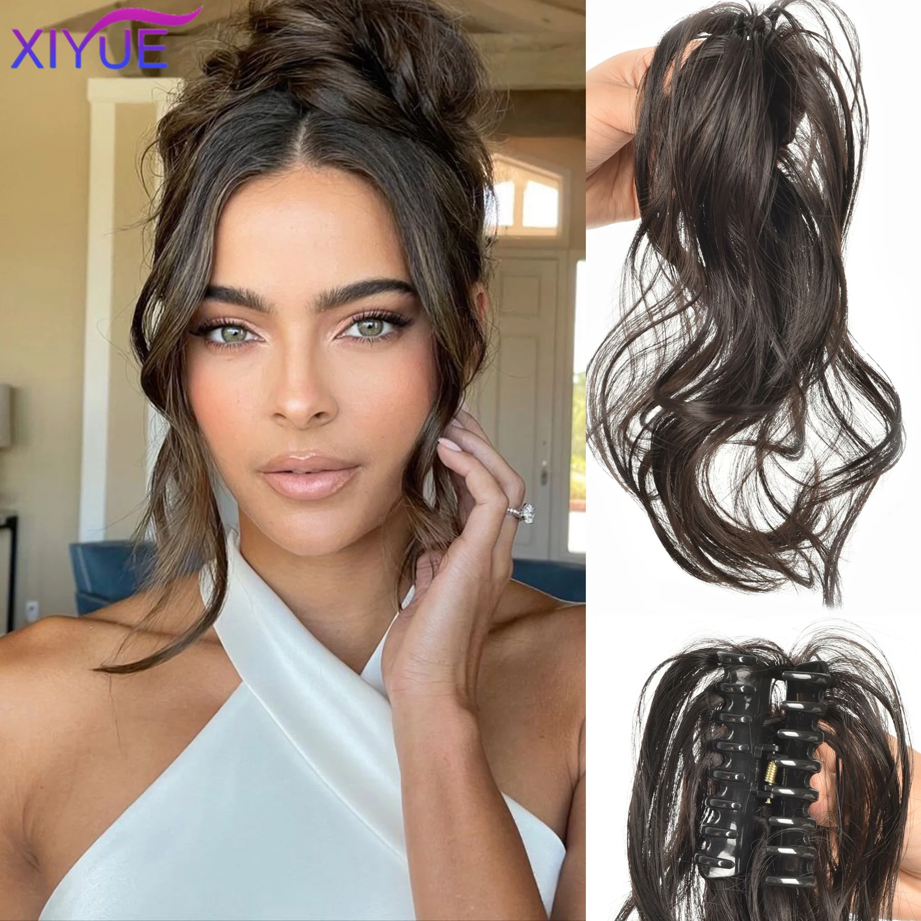 

synthetic Waterfall Half A Ponytail Wig for Woman Clip-on High Ponytail Hair Clips Synthetic Wig High Quality Hair Extension