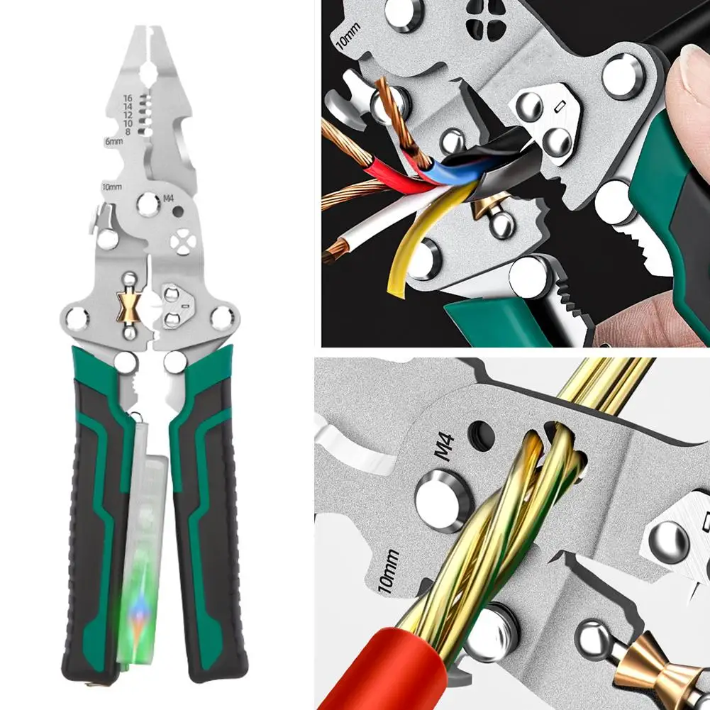 

Многофункциональные кусачки для зачистки проводов с тестером напряжения, складные кусачки для кабеля, плоскогубцы для электрика, для резки проволоки X1K2