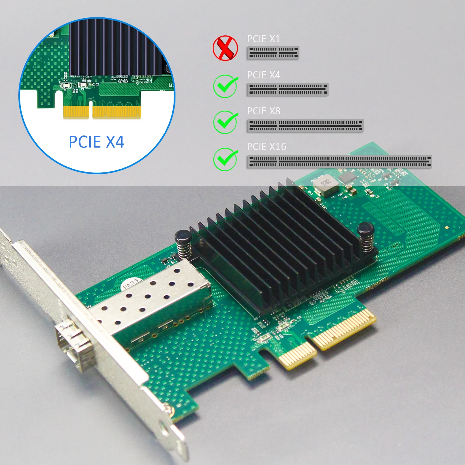 Kartu Jaringan Ethernet 1-Port 10Gb SFP+ dengan Pengontrol Intel 82599EN, Antarmuka PCIE 2.0 X4