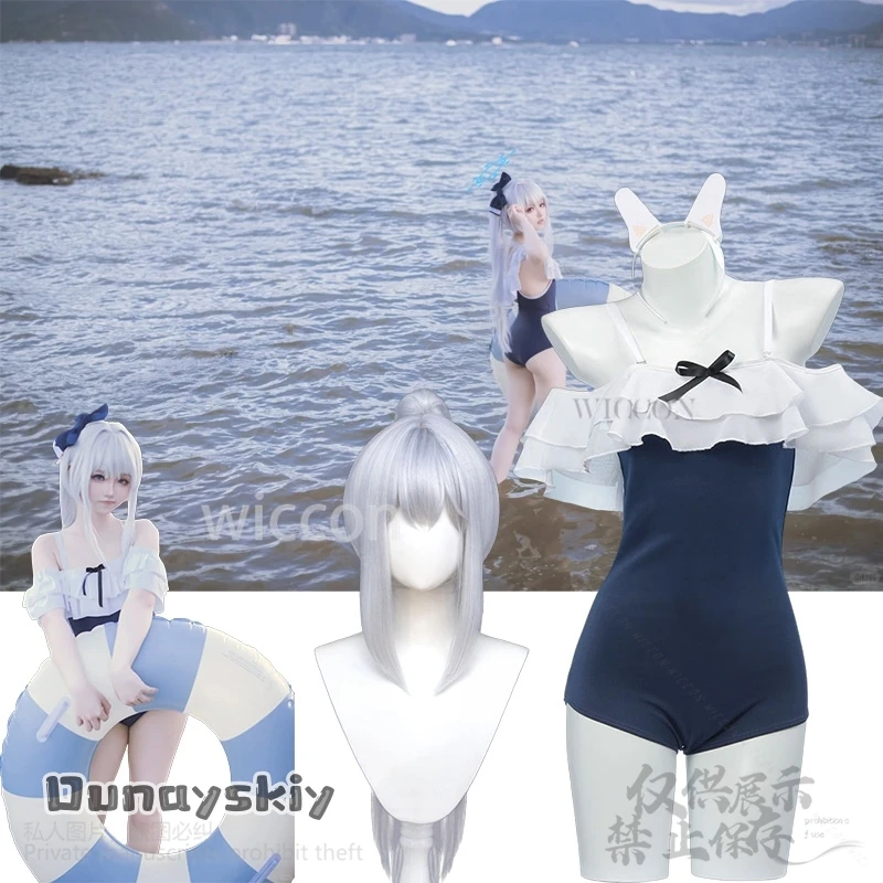 

Цукиюки Мияко Косплей Аниме Игра Синий Архивный Костюм Сексуальный Летний Купальник Джирай Ка Аксессуары Парики Для Девочки Костюм