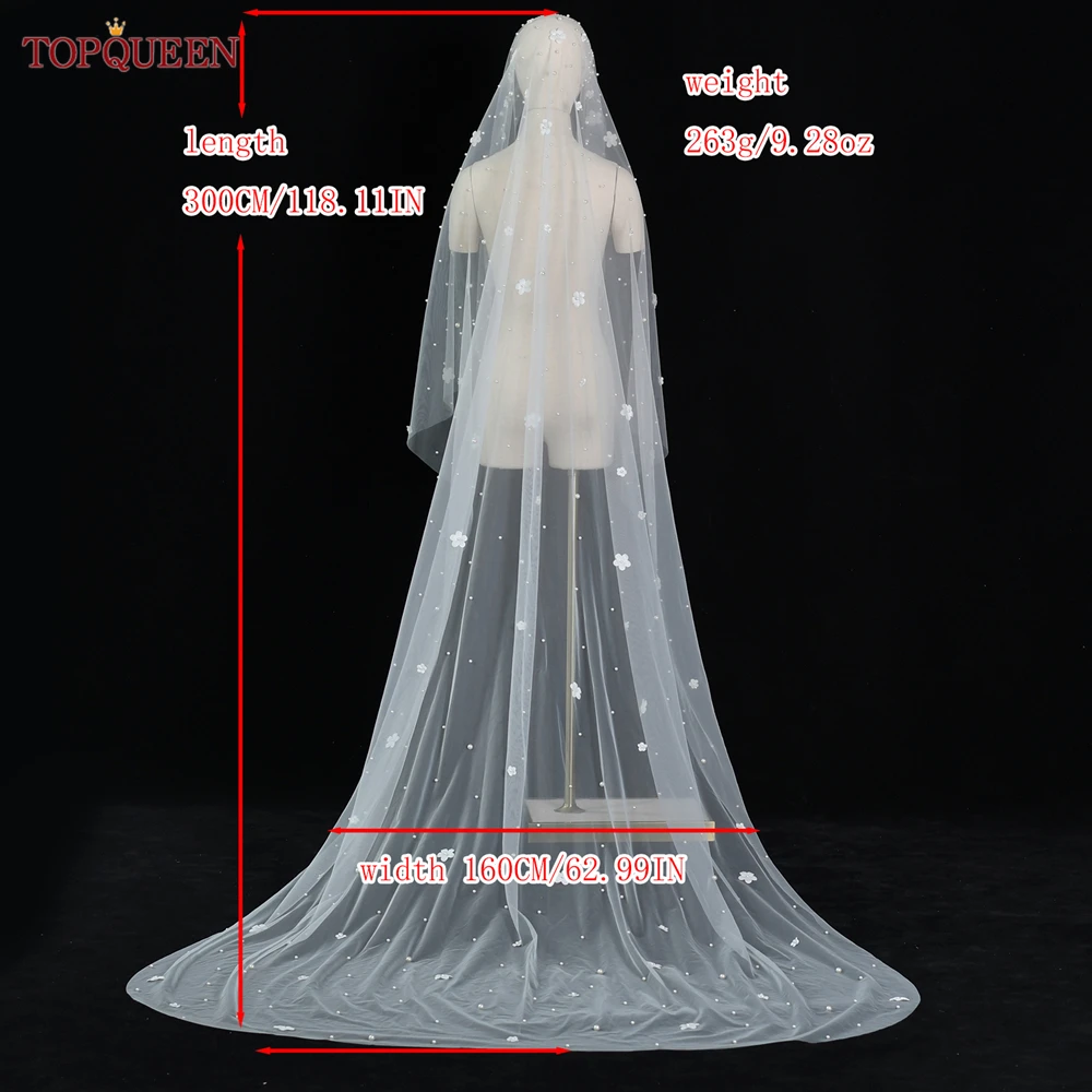 TOPCLS-Voile de Mariage Perlé avec Peigne, 1 Couche, pour Patients Floraux 3D, Blanc Cassé Dramatique, Ivoire, Chapelle V245