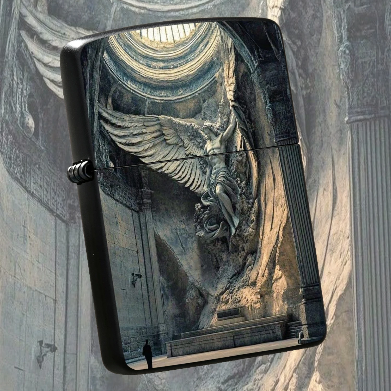 Retro Dome Angel Relief, Classic Wear-Resistant Durable Housing Portable Igniter, Artistic Angel Mural Themed Collectible, Practical For Daily Lighting Outdoor Starting, Durable Drop-Proof, Ideal Gift For Boyfriend And Art Collectors A Fun