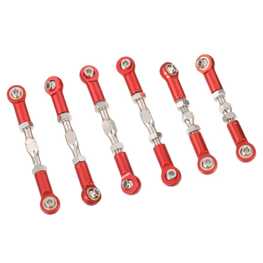 RCGOFOLLOW Juego de varillas de enlace de dirección con distancia entre ejes de aleación de aluminio de 6 piezas para 1/10 Rc juego de varillas de enlace de dirección SENTON 3S negro