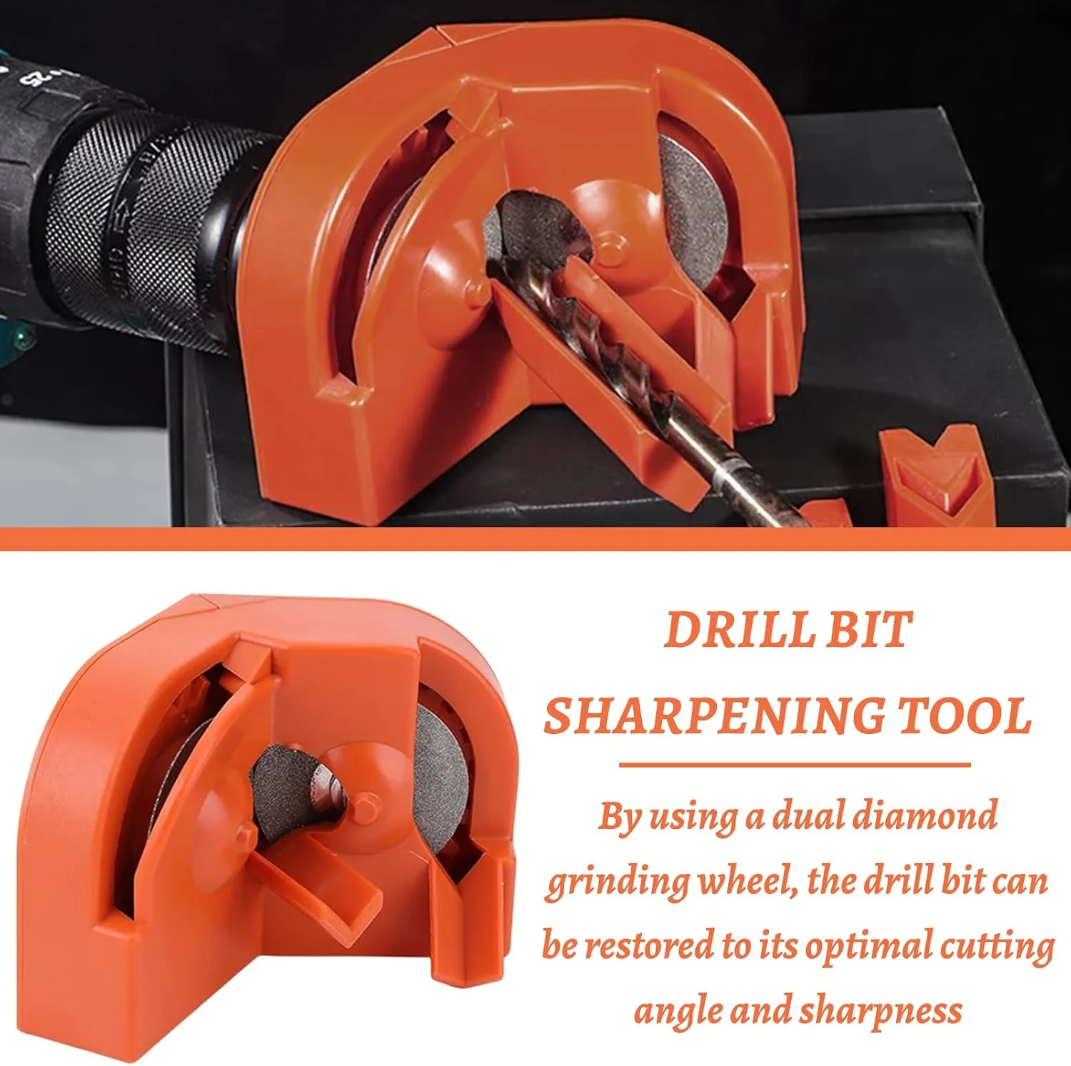 Drill Bit Sharpener For All Drill Bits Electric Drill Powered Dual Diamond Grinding Wheels Precision Sharpening Tool Portable