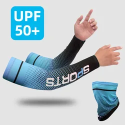 New Ice Silk Sleeve Sunscreen Cuff UV Sun Protection Arm Sleeves Anti-Slip Men Women Long Gloves Outdoor Cool Sport Cycling