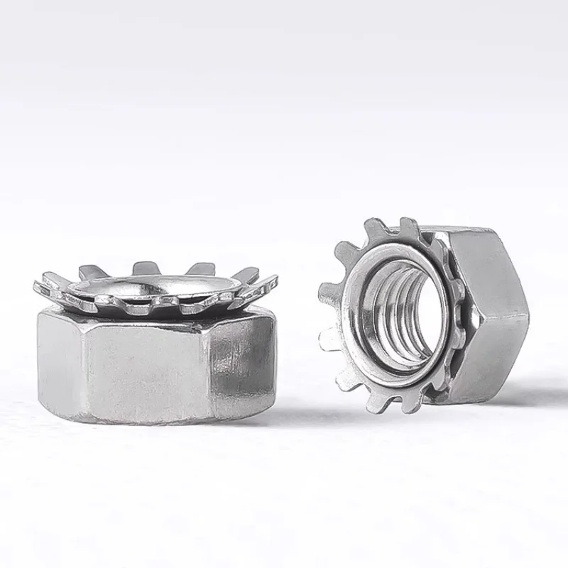 Hex K Nut 4#-40 6#-32 8#-32 10#-24 M3~M10 UNC/Metric Thread Hexagon Hex Toothed Serrated Washer Gasket Lock Nut K Type Nuts