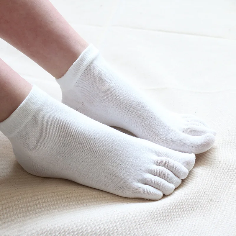 5 Pairs Low Tube Women's 5 Finger Socks Cotton Short Split Toe Sock Solid Color Business Sweat-absorbing Ankle Socks 4 Seasons