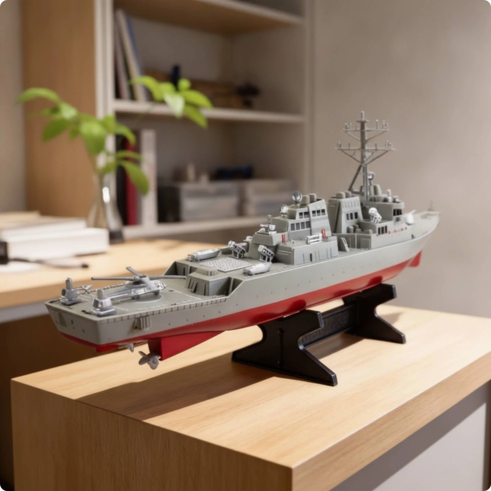 Missile Destroyer Model Naval Warship Model with Stand Destroyer with Support Saddle Finished Toy Static for Collectors