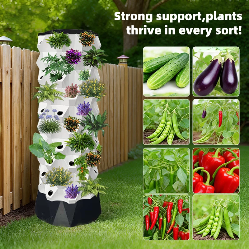 Giant Vertical Hydroponic Tower System Kit Home Gardening Planting Kit 6/10-Tier Giant Hydroponic Tower, Soilless Aeroponic System for Growing Herbs, Fruits, and Vegetables, Space-Saving Vertical Garden