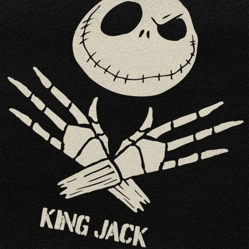 تي شيرت مخصص كينج جاك سكيلينجتون للرجال ، تيشيرتات من القطن الخالص ، ملابس قصيرة الأكمام #4