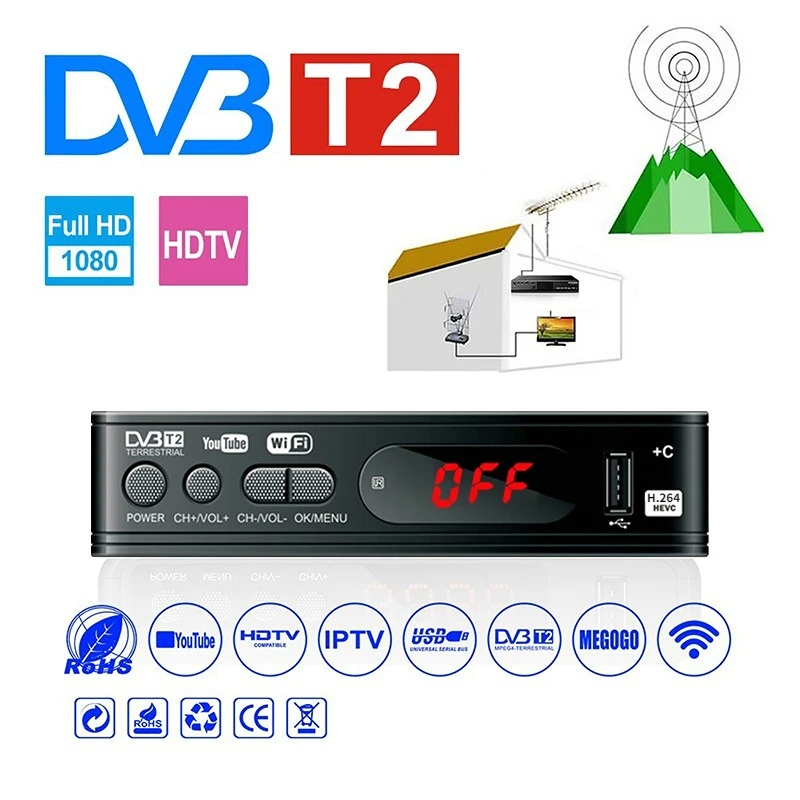HD 1080p ТВ тюнер Dvb T2 VGA адаптер для монитора USB2.0 тюнер приемник спутниковый декодер Dvbt2 многоязычное Руководство