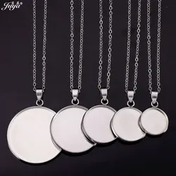 3pcs/lot High quality Stainless Steel Blank Pendant Cabochon Base Setting + 50cm Chain For DIY Jewelry Making Necklace Accessory