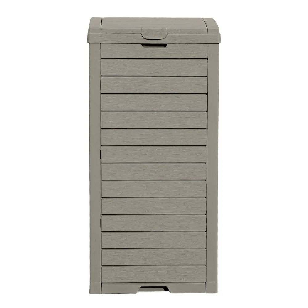 

Weatherproof Portable Outdoor Trash Can 31-Gal Resin Waste Bin w/ Lid & Handles