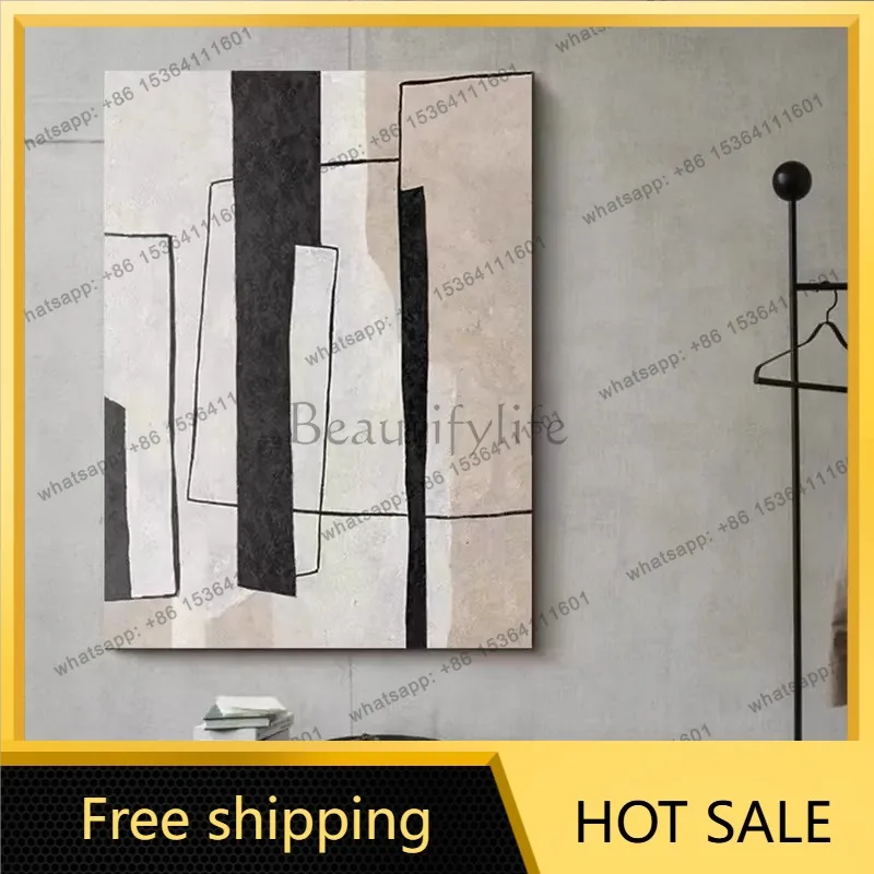 LJY hand-painted oil painting abstract wabi wind living room sofa high-end texture restaurant