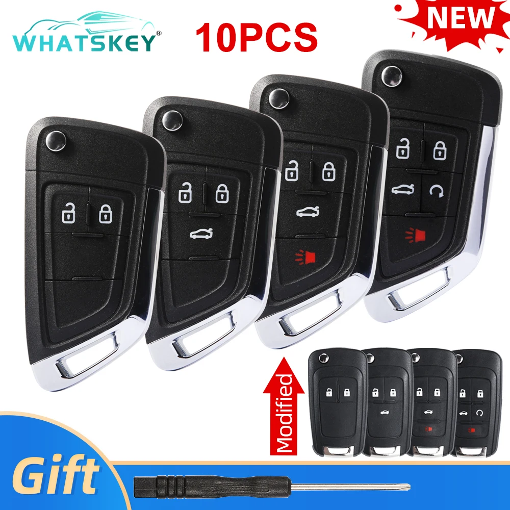 WhatsKey 10X Modified Remote Car Key Shell For Chevrolet Lova Aveo Cruze Flip Folding Shell For Opel Vauxhall Insignia Astra Mok