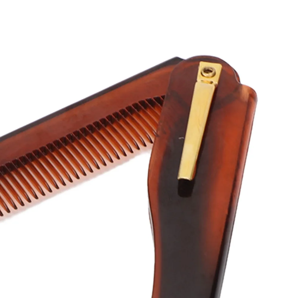 

10pcs Portable Amber Finish Folding Pocket Comb Gold Buckle Brown Fine Tooth Comb Handmade Comb Hair Grooming