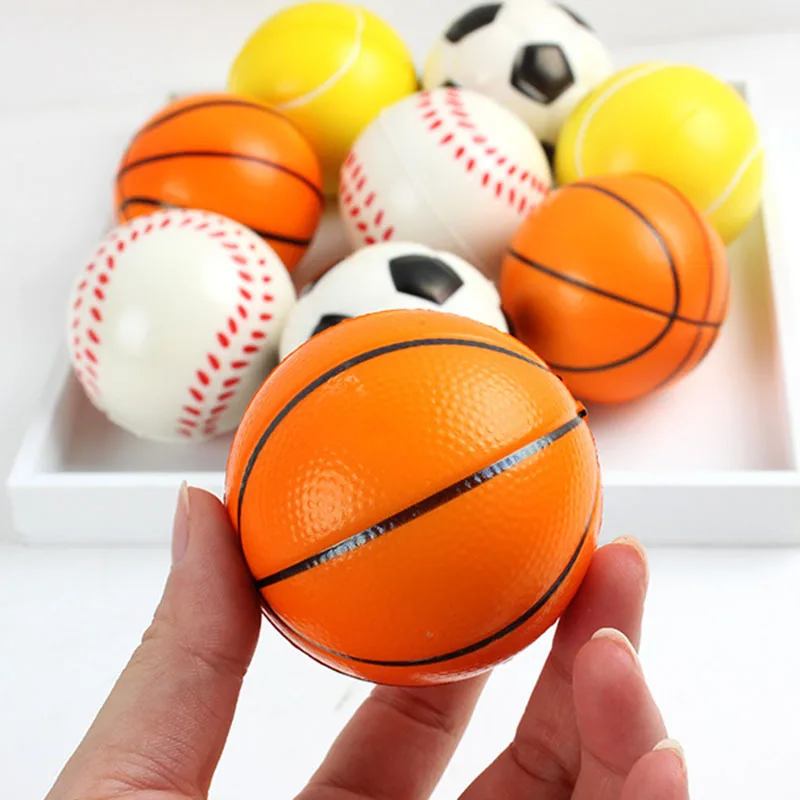 5 PCS Elastic PU Sponge Ball Basketball Football Baseball Tennis Rugby Footdall Mini Decompression Ball Release Pressure Toy