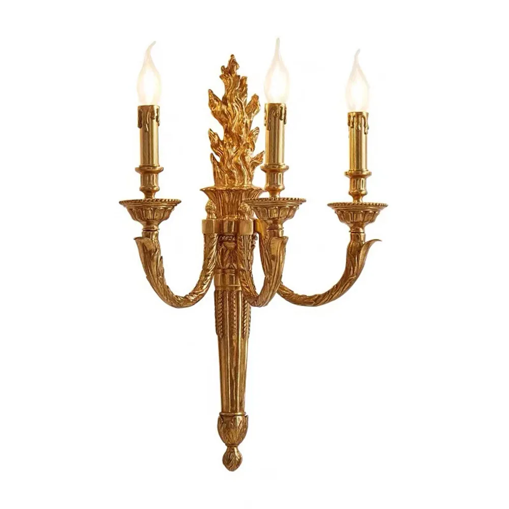 

French full copper living room wall lamp, European retro, room dining room bedroom bedside lamp