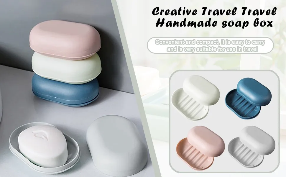 

Handmade Soap Box Travel Portable Small Soap Holder Storage Tray Super Seal Soap Box With Lid Home Bathroom Products