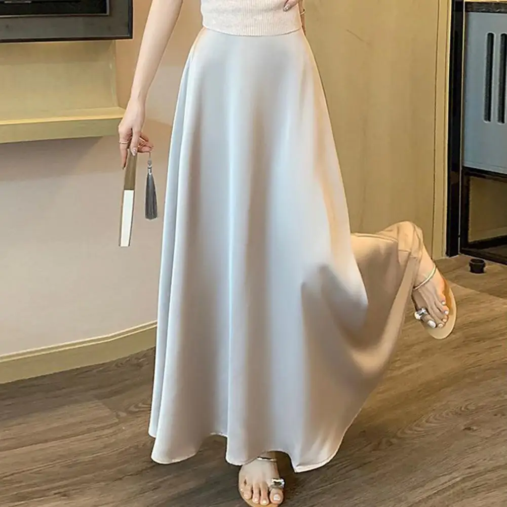 2025 nueva falda de cintura alta con textura satinada de seda a la moda de estilo europeo y americano para mujer falda elegante de longitud media estilo callejero