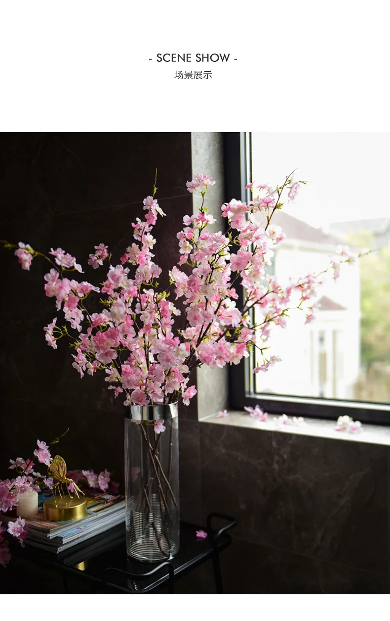 

Four Forked Cherry Blossoms, Long Branches, Fake Flowers, Wedding Dress Up, Archway Guide, Simulated Flowers