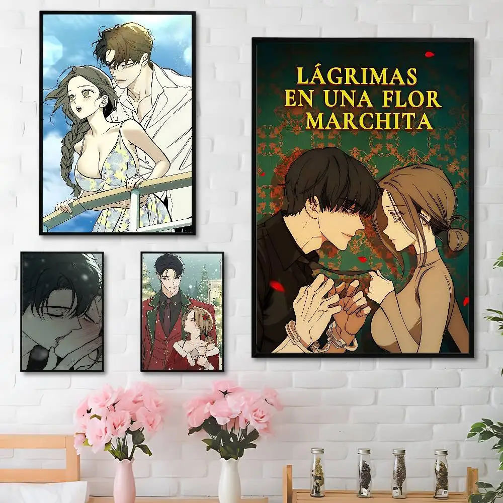 

Tears on a withered flower Club Bar Paper Vintage Poster Wall Art Painting Bedroom Study Stickers