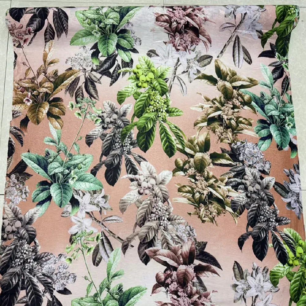 Vivid Loquat Natural Digital Printing Discount Floral Silk linen Fabric for Lady Sunscreen Breathable Kimono Tippet Robe