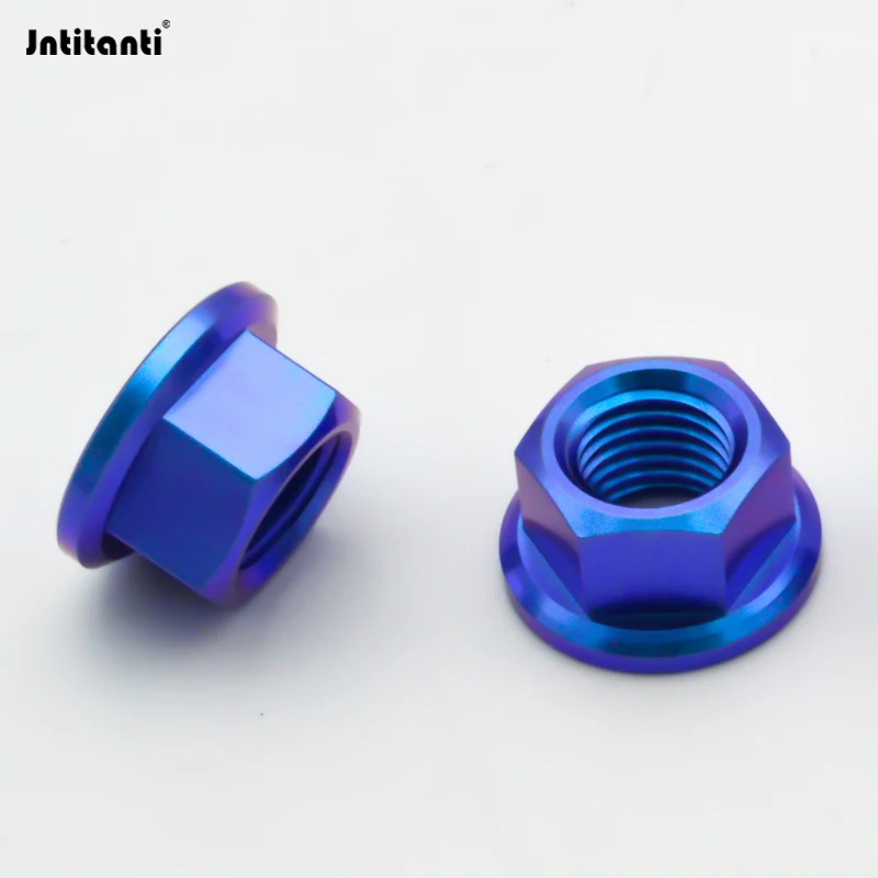 Jntitanti Gr5  Titanium hex flange Nut cap Spinlock Flange Nut  M10 M12 M14 M16 M18 for Bicycle Motorcycle racing car etc