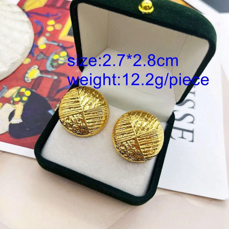 Round Earrings Textured Metal Alloy Vintage Antique Jewelry