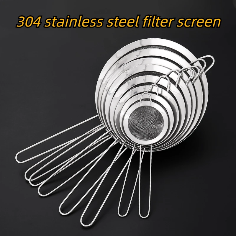 

304 stainless steel handheld flour sieve, thickened flour filter screen, kitchen baking tool,