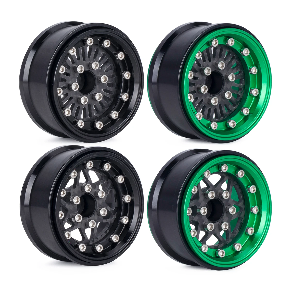 

Carbon Fiber & Aluminum 1.9 inch Beadlock Wheels Rim Negative Offset for 1/10 RC Crawler Car Axial SCX10 TRX4 Capra D90 VS4-10