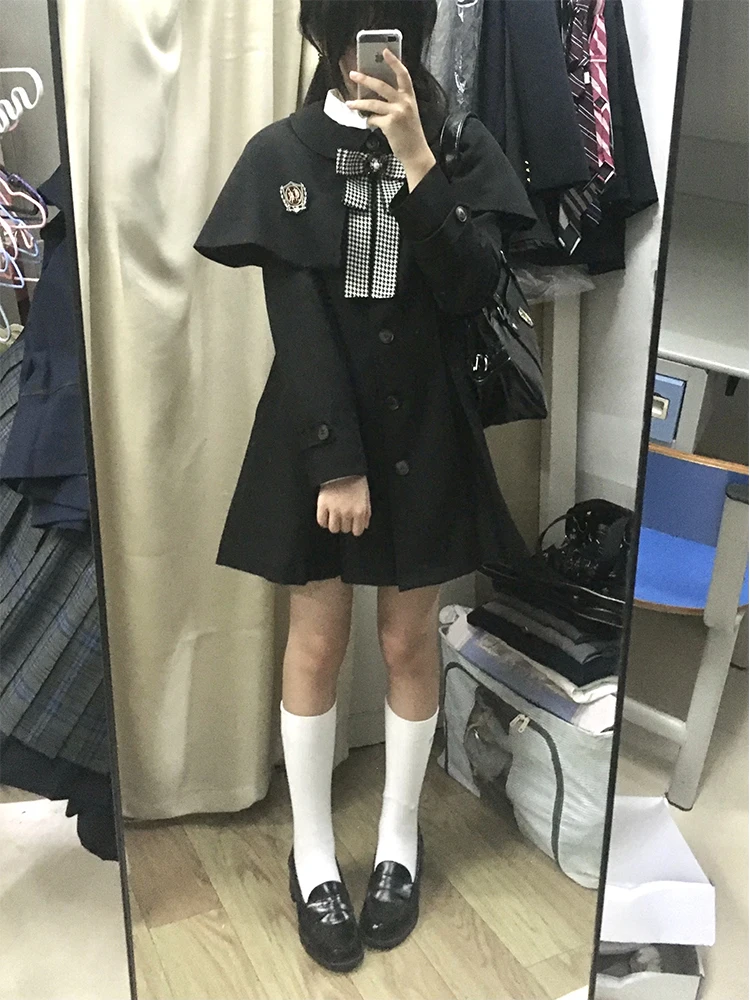 معطف نسائي جديد لخريف وشتاء 2025 بتصميم جامعي أنيق، معطف متوسط الطول نحيف بأسلوب مدرسي، عباءة خارجية