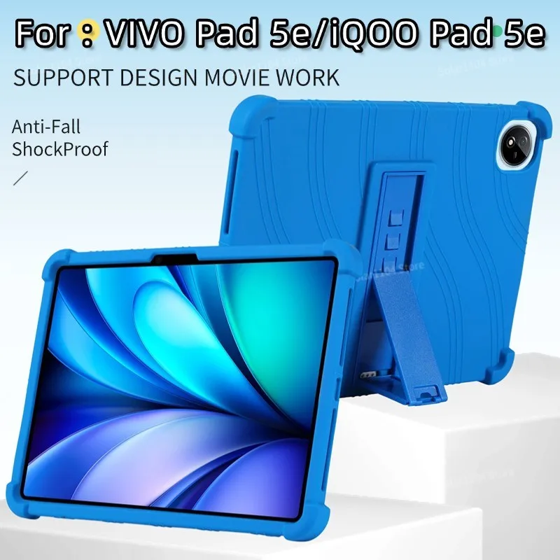 

Soft Silicone Case For VIVO Pad 5e 12.1 inch 2025 Adjustable Stand Shockproof Protective Cover For iQOO Pad 5e 12.1inch