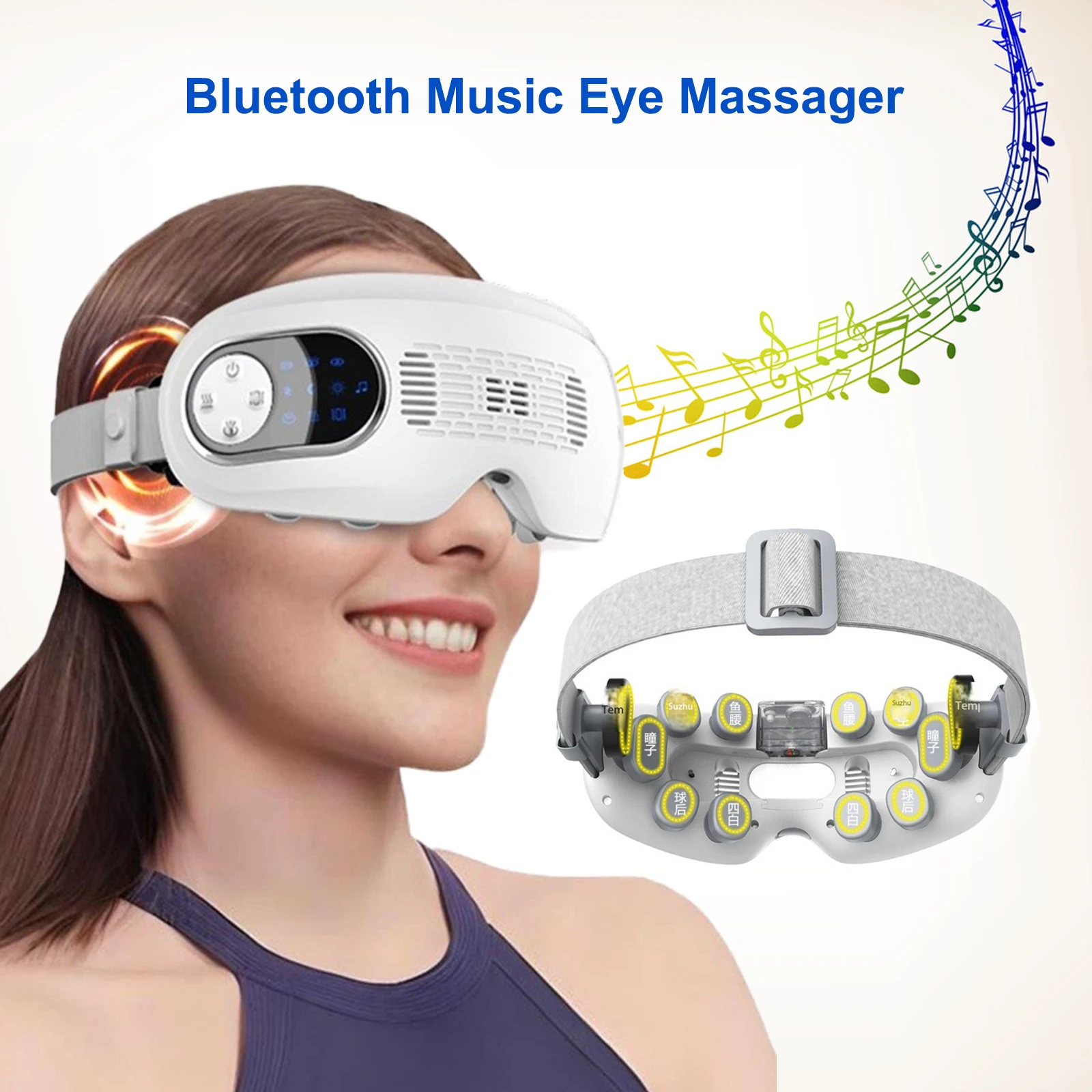 

Eye Massager for Migraines Vibrating Hot&Cold Mist Eye Acupoint Massage Mask Relieve Stress Eye Care Device for Improve Sleep