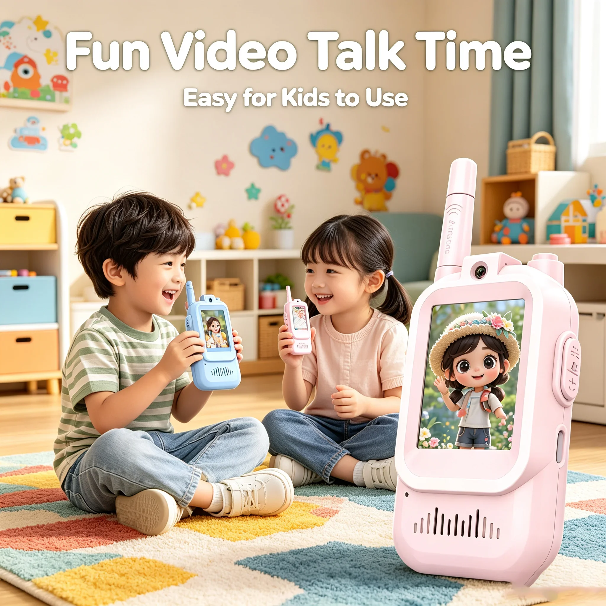 Kids Video Walkie Talkies USB Charging Indoor and Outdoor High Definition Intercom Children's Toys Birthday Gifts Ages 3-12