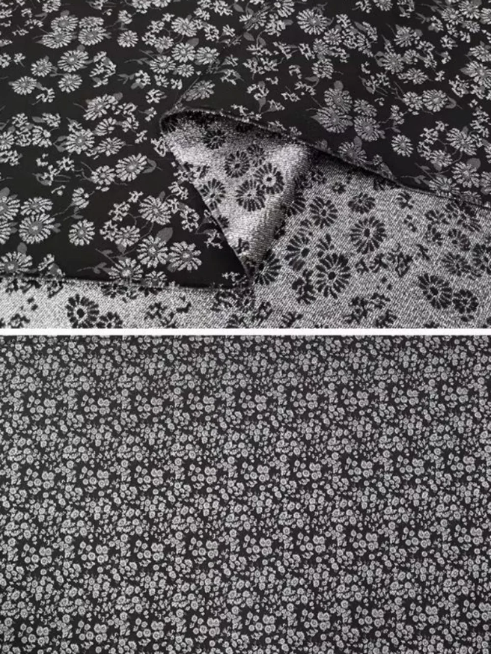 

Jacquard Brocade Fabric Silver Small Floral Pattern European Brand Spring Autumn Windbreaker Short Skirt Stiff Cloth By Meter