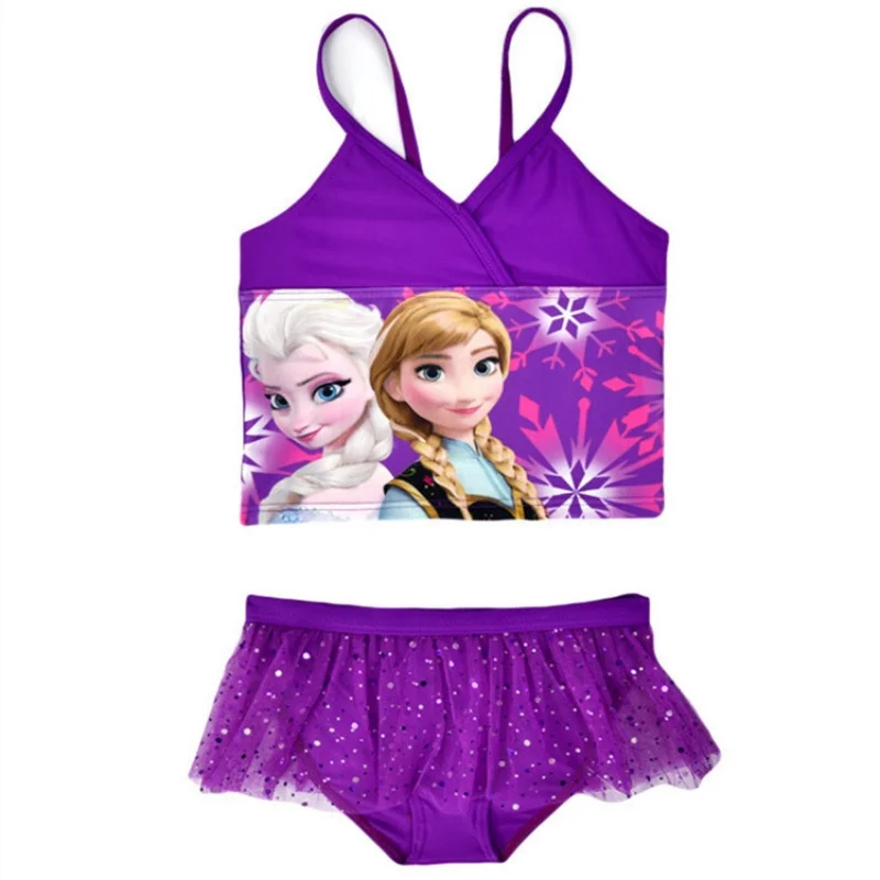 Figurka Anime Disney Baby stroje kąpielowe dla dziewczyn dla dzieci Frozen Bikini Elsa Princess strój kąpielowy jednoczęściowy Kid kostium kąpielowy