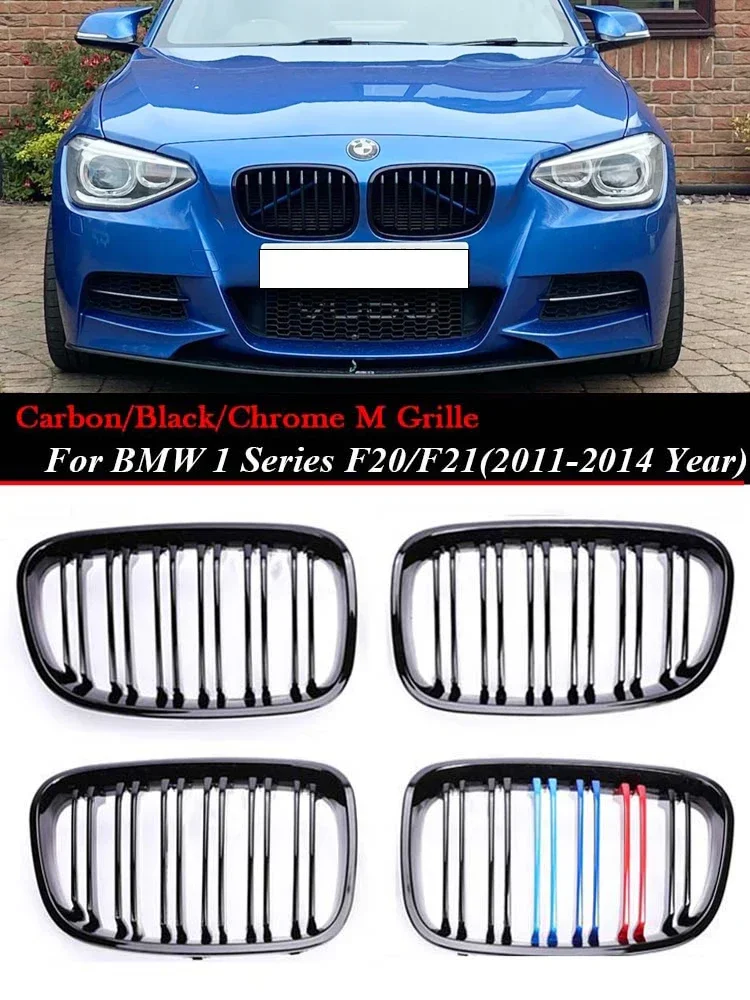 

For BMW 1 Series Kidney Front Bumper Grille F20 F21 2011-2014 116i 118i 120i Gloss Black Racing Grill Accessories Double Slat