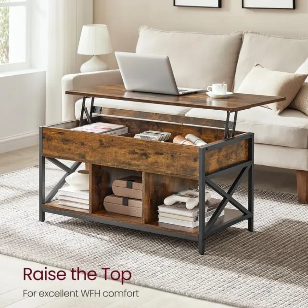 Lift Top Coffee Table with Storage Shelf and Hidden Compartments,  Easy Assembly, Easy Cleaning, Stable, Strong, Steady tables