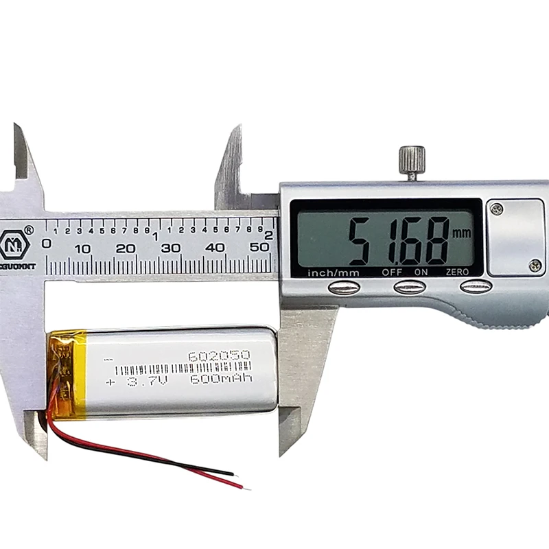 602050 Li-ion Battery 600mAh 3.7V Rechargeable Cell for Mini Electronics, LED Lights, DIY Tools, Wearable Devices