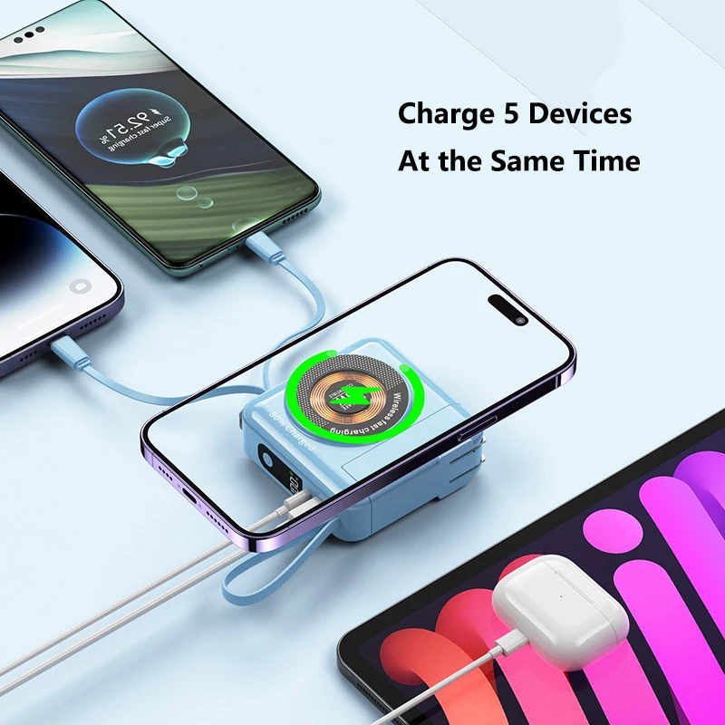 20000mAh Magsafe Power Bank With Removable Cable AC Plug Wall Charger 22.5W Fast Charging for iPhone 16 Xiaomi Samsung Powerbank - Image 6