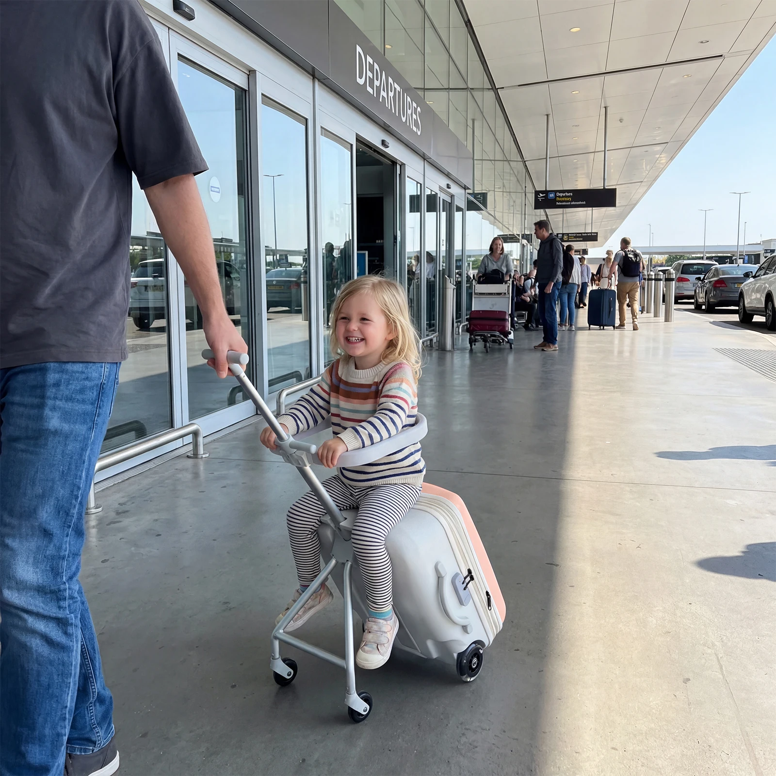 20 Inch Stroller Luggage 2-In-1, Kids Ride on Luggage,  Ride On Suitcase, Detachable Seat, Safety Guardrail for Airplane Travels