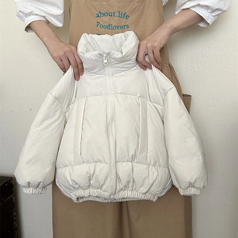 Girls Jacket Girls Jacket Winter Solid Color Thick Warm Stand Collar Zipper Bread Jacket Autumn Girls Cotton Down Snow Clothes
