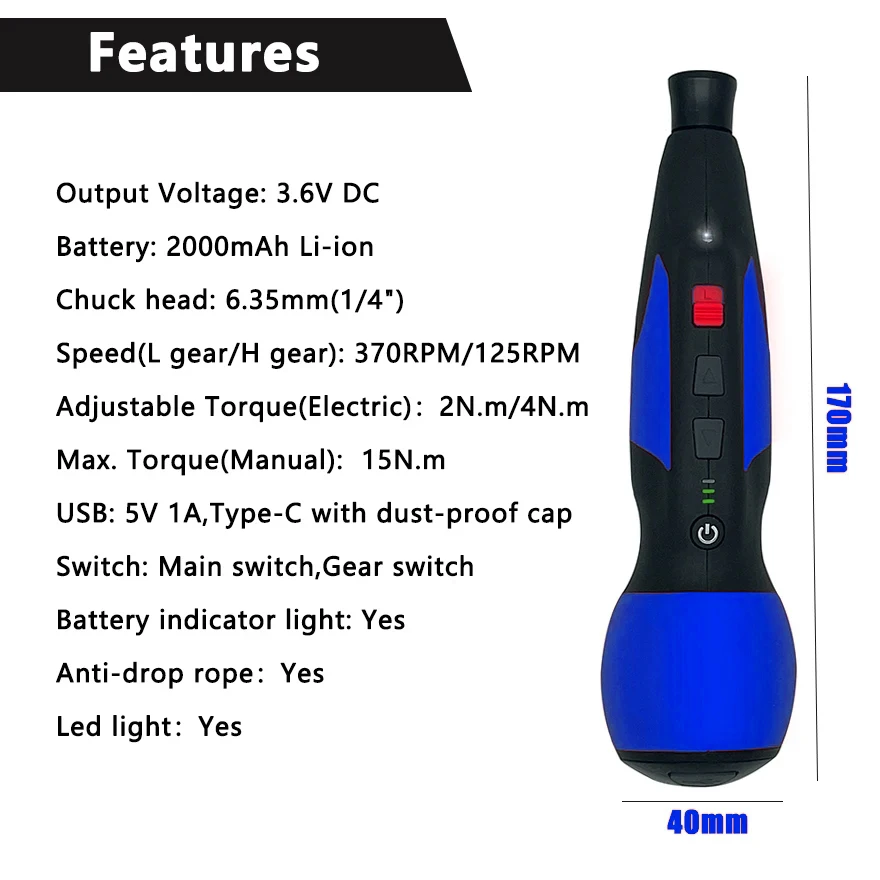 Tournevis électrique sans fil 3.6V, mini perceuse, vitesse de couple réglable, aste par USB, batterie perfecto, outil électrique d\'entretien