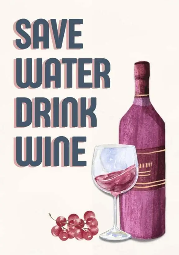 Забавный жестяной знак сохранить воду, вино, красное вино, новоселье, кухня, висит? Ретро-знак? Кухня? Стена? Постер? Кафе? Бар? Паб? Мен? Пещера?