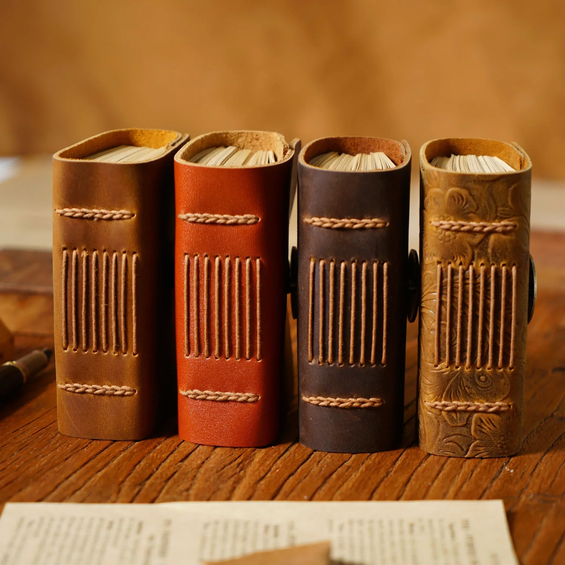 Genuine Leather Portable Notebook Diary Soft Cowhide Cover Mini Sketchbook Journals For School Office Stationery