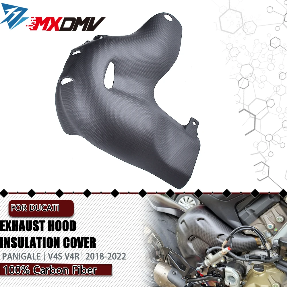 3k Carbon Fiber Exhaust Guard Cover Heat Shield Modified Fairing Fits for Ducati Panigale V4 V4S EURO 4 2018- 2022